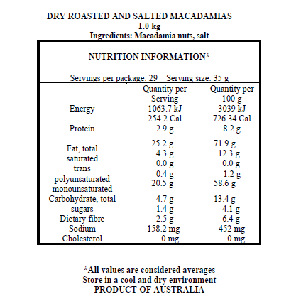 Roasted Salted Macadamias Wholes - 1kg - Image 2