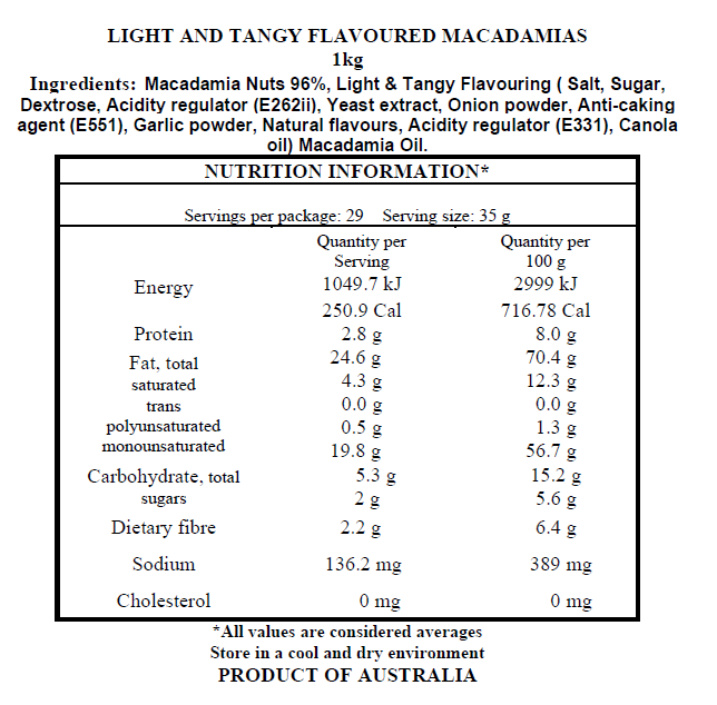 Light & Tangy Macadamias - 1kg - Image 3